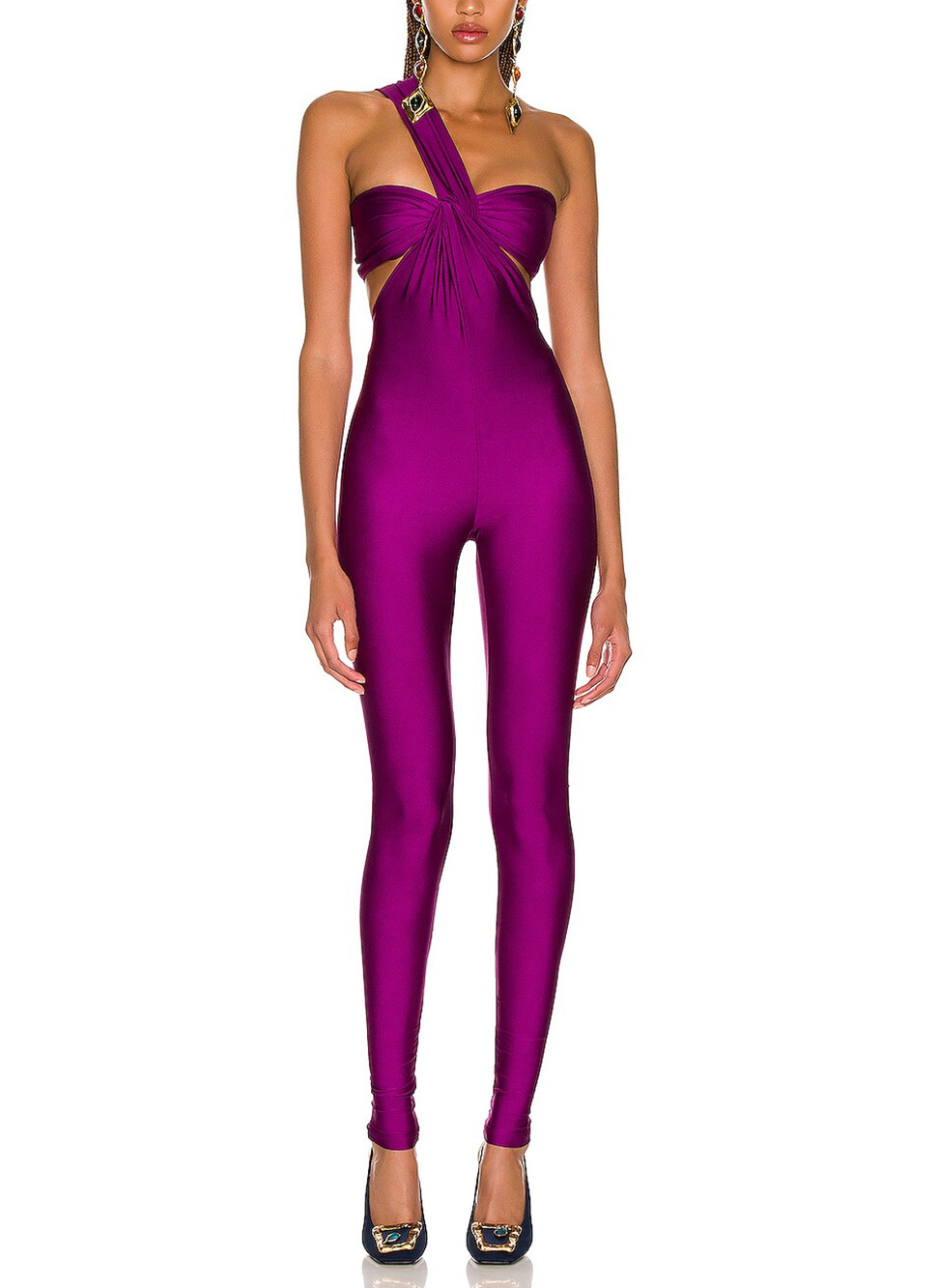 Saint Laurent Asymmetrical Purple Knot Front Jumpsuit Size 1
